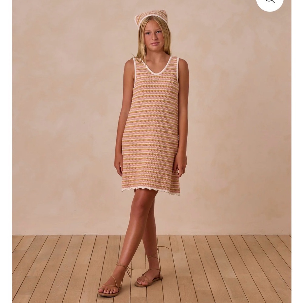 Rylee + Cru Pink and Tan Knit dress